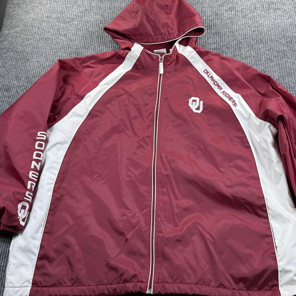 Oklahoma Sooners Jacket Mens 2XL Red NCAA Football Red‎ Oak Hooded Full Zip